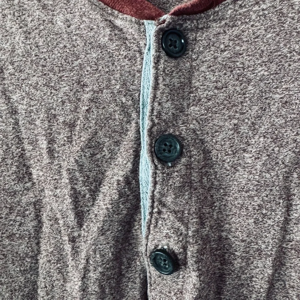 Banana Republic Sz L Tall Henley Men's Burgundy Heather Long Sleeve 100% Cotton